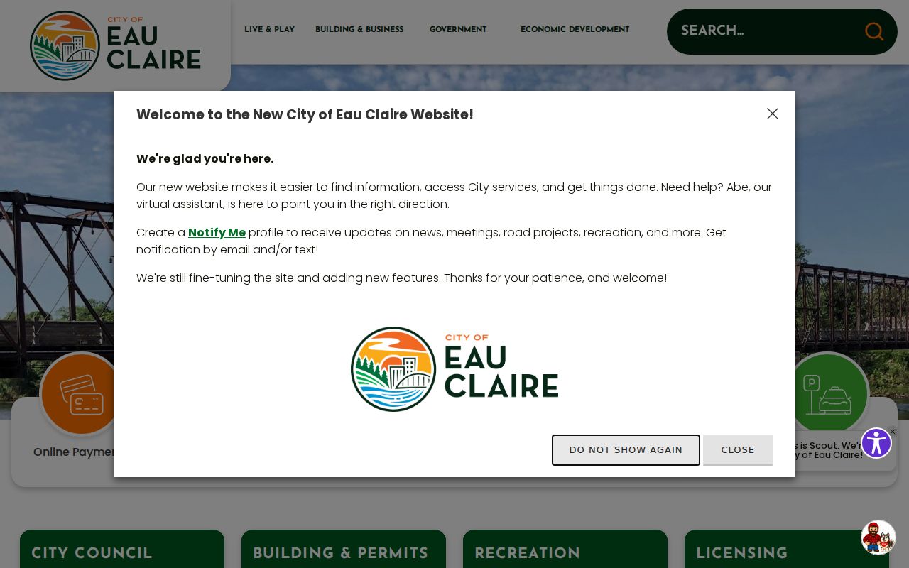 City of Eau Claire official website landing page