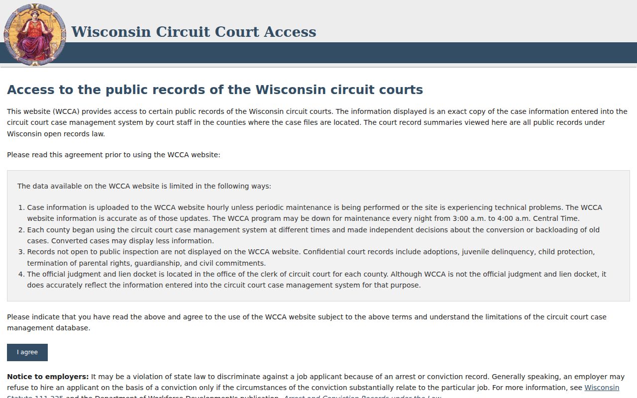 Live WCCA public docket search for Eau Claire County cases